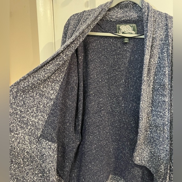 Roots Canada Open Front  Waterfall Cardigan Sz M Heathered Gray With Pockets - Picture 4 of 11